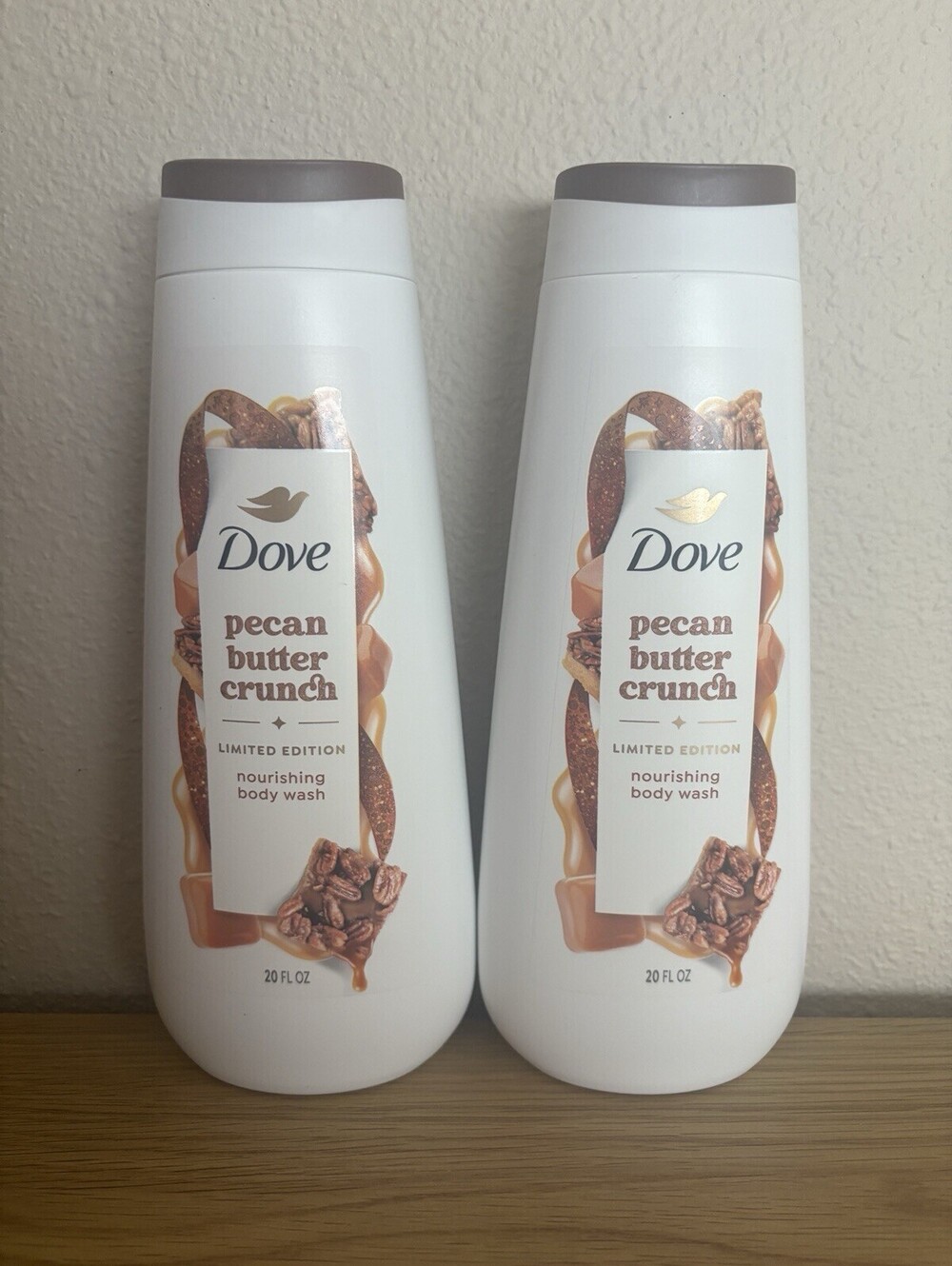 Lot of 2 Dove Pecan Butter Crunch Limited Edition Body Wash 20 oz New